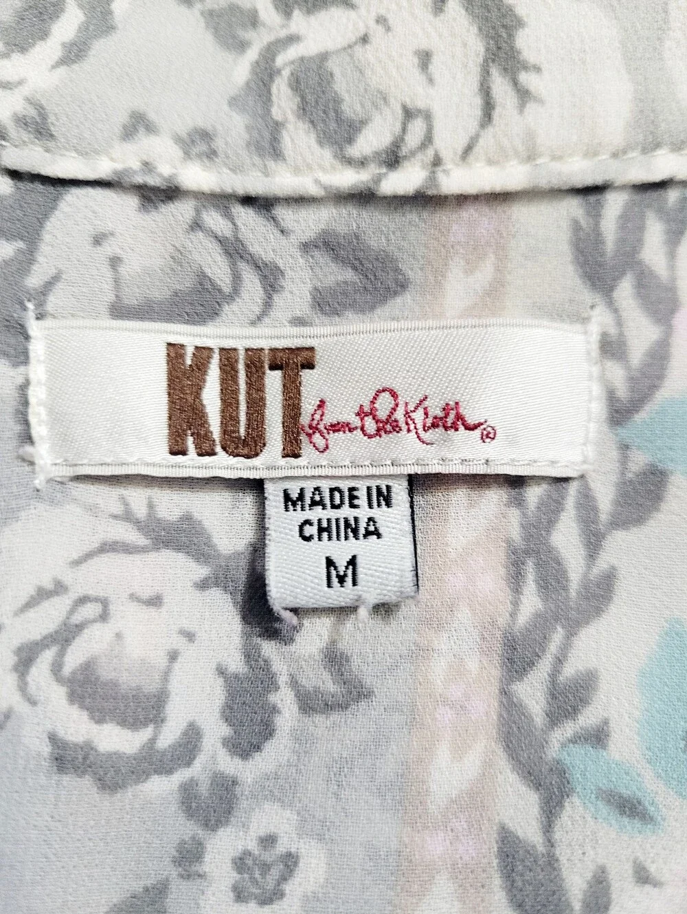Kut from the Kloth Floral Stripe Blouse in Ivory, Pink, Gray